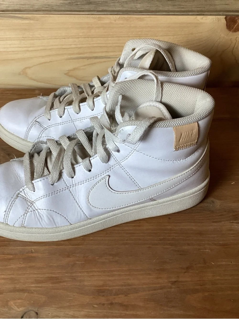 Nike White and Cream High-Top Sneakers - Picture 2 of 4